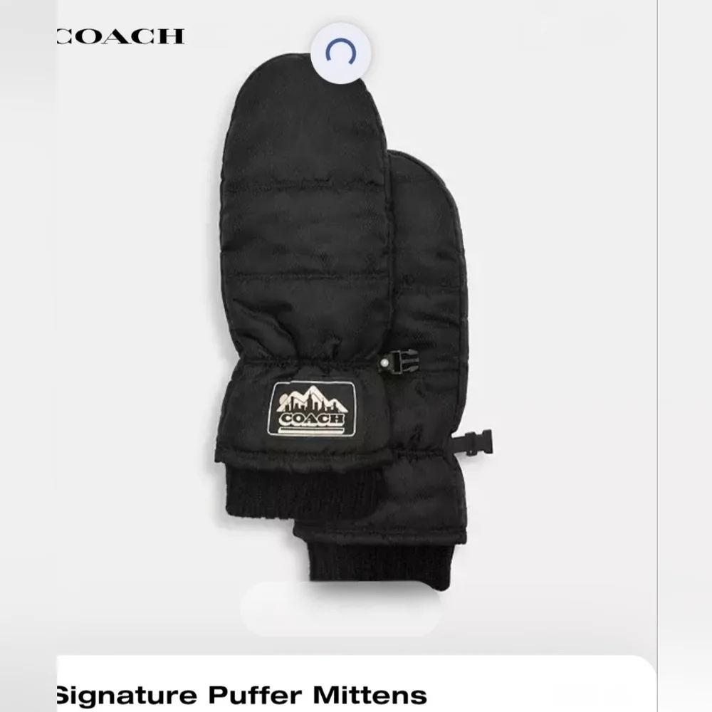 Coach Signature Black Puffer Mittens Women's L/XL